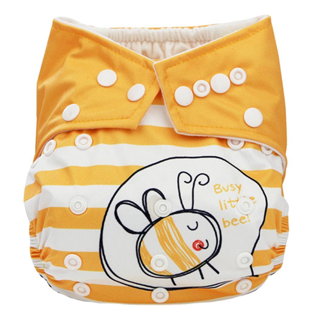 Washable Baby Waterproof Cloth Diaper Cover Diapers Reusable Nappy Yellow bee