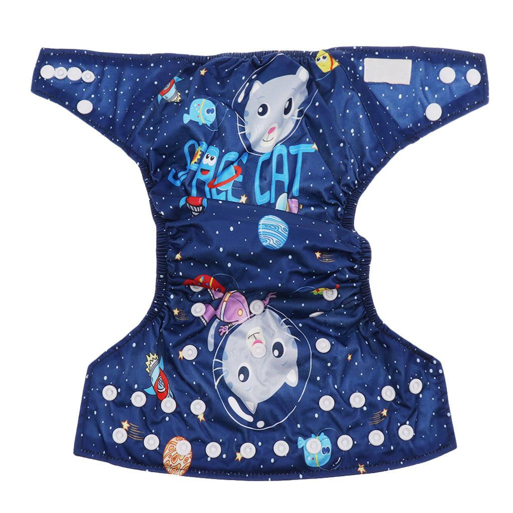 Washable Baby Waterproof Cloth Diaper Cover Diapers Reusable Nappy Space cat