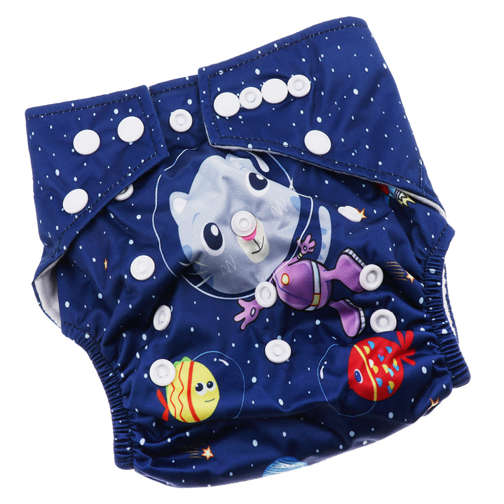 Washable Baby Waterproof Cloth Diaper Cover Diapers Reusable Nappy Space cat