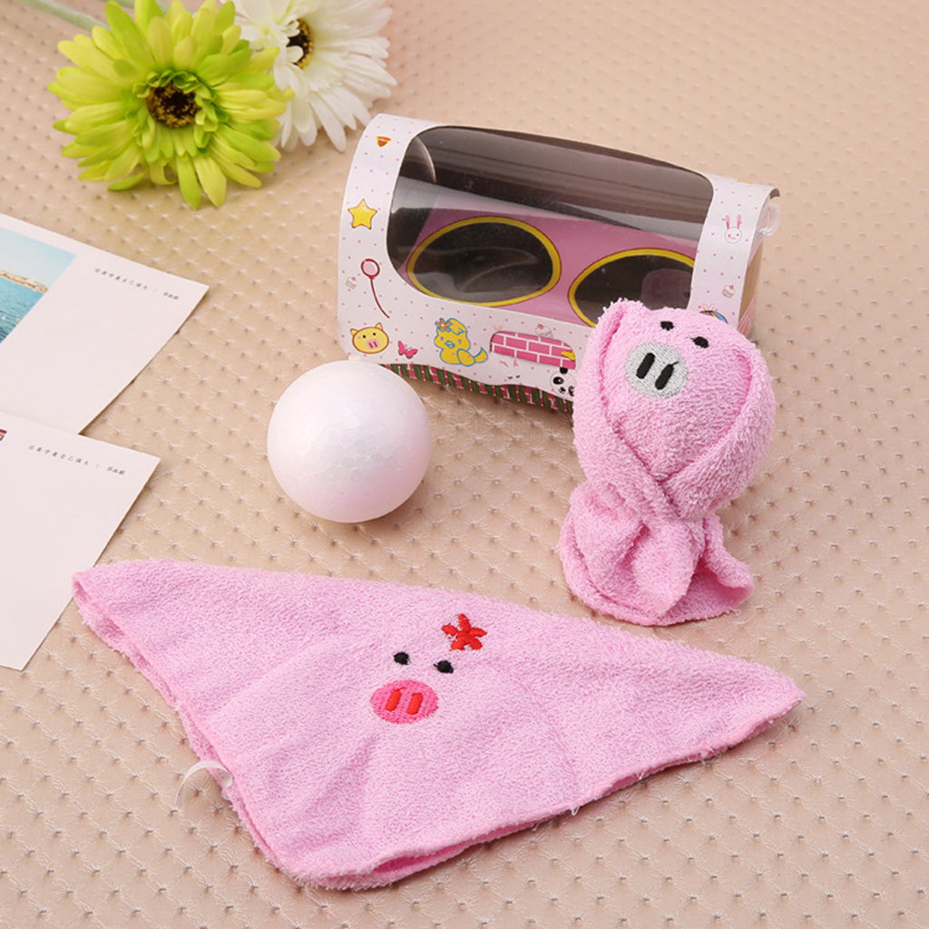 Kindergarten Gifts Cute Animal Shape Towel 19x19cm Male and Female Pigs