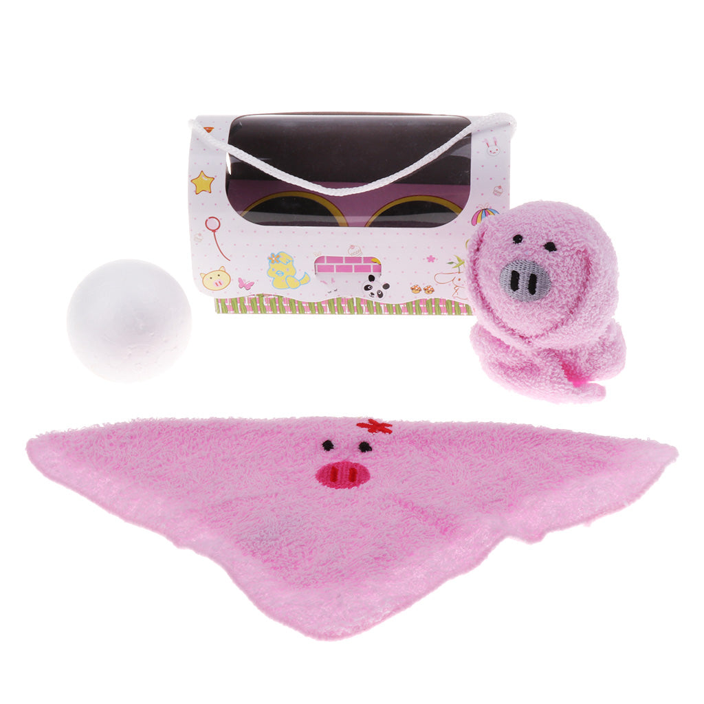 Kindergarten Gifts Cute Animal Shape Towel 19x19cm Male and Female Pigs