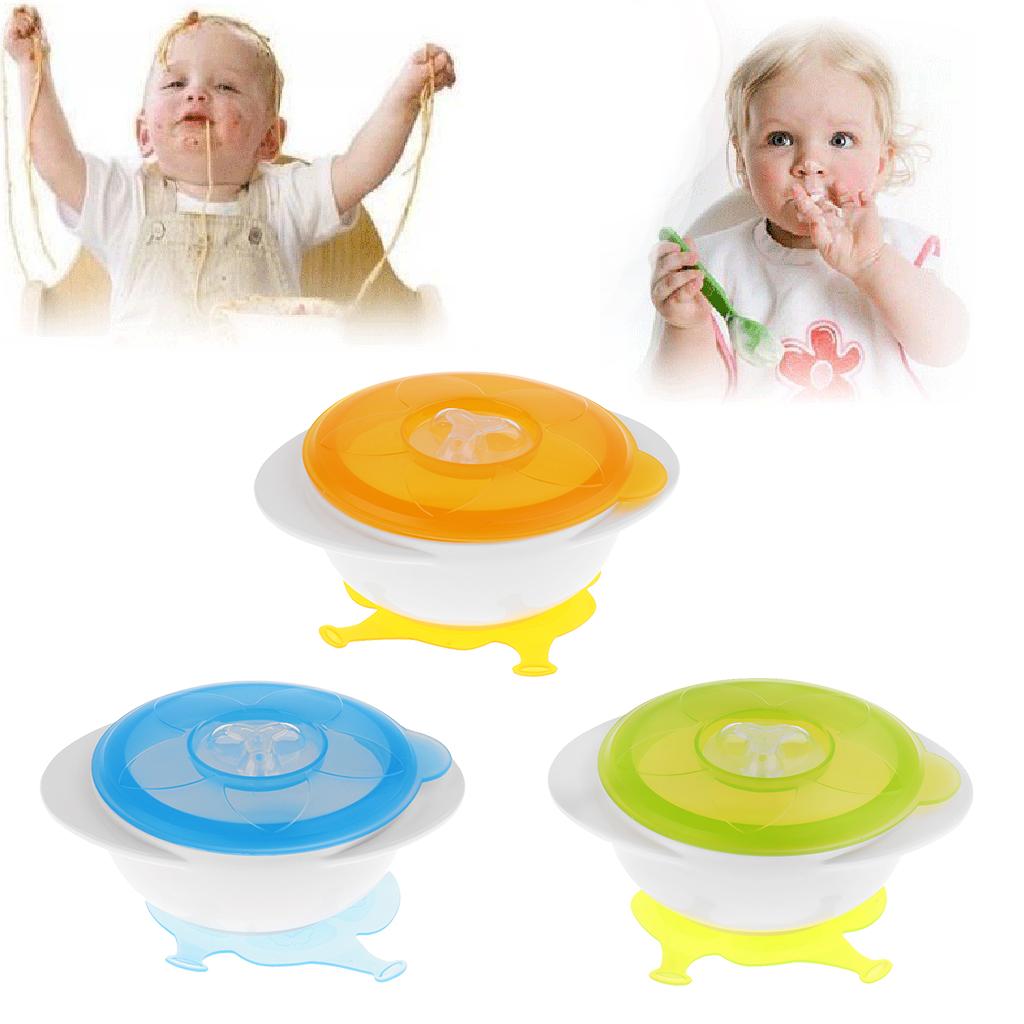 Baby Feeding Suction Base Training Bowl Slip-resistant Bowl Tableware green