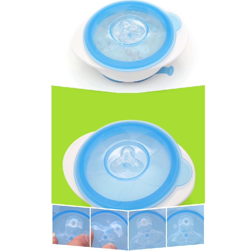 Baby Feeding Suction Base Training Bowl Slip-resistant Bowl Tableware blue