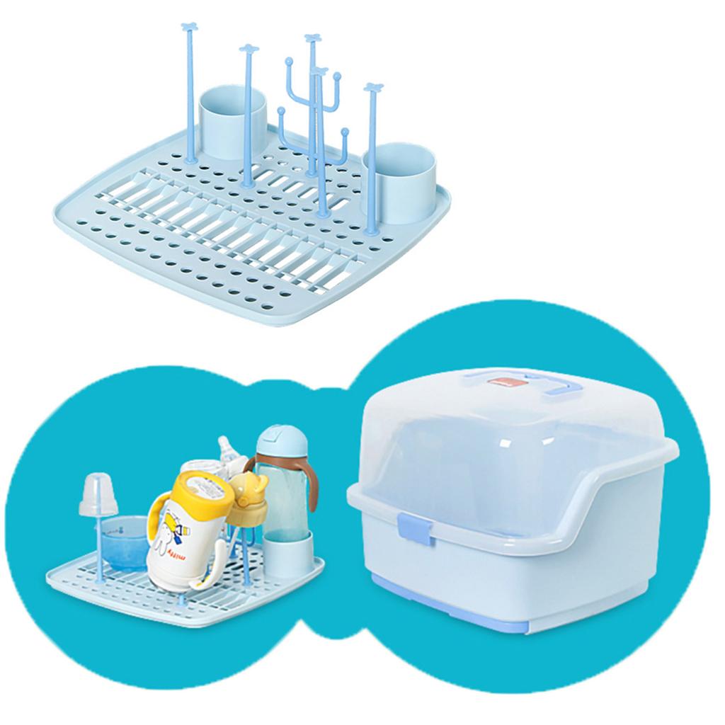 Multifunctional Baby Milk Bottle Storage Box Container Organizer Rack Blue