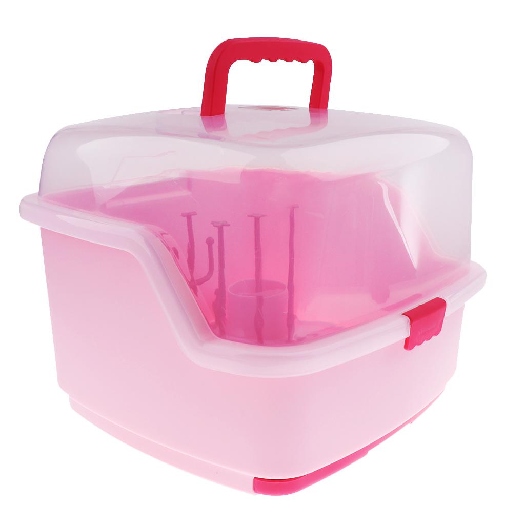 Multifunctional Baby Milk Bottle Storage Box Container Organizer Rack Pink