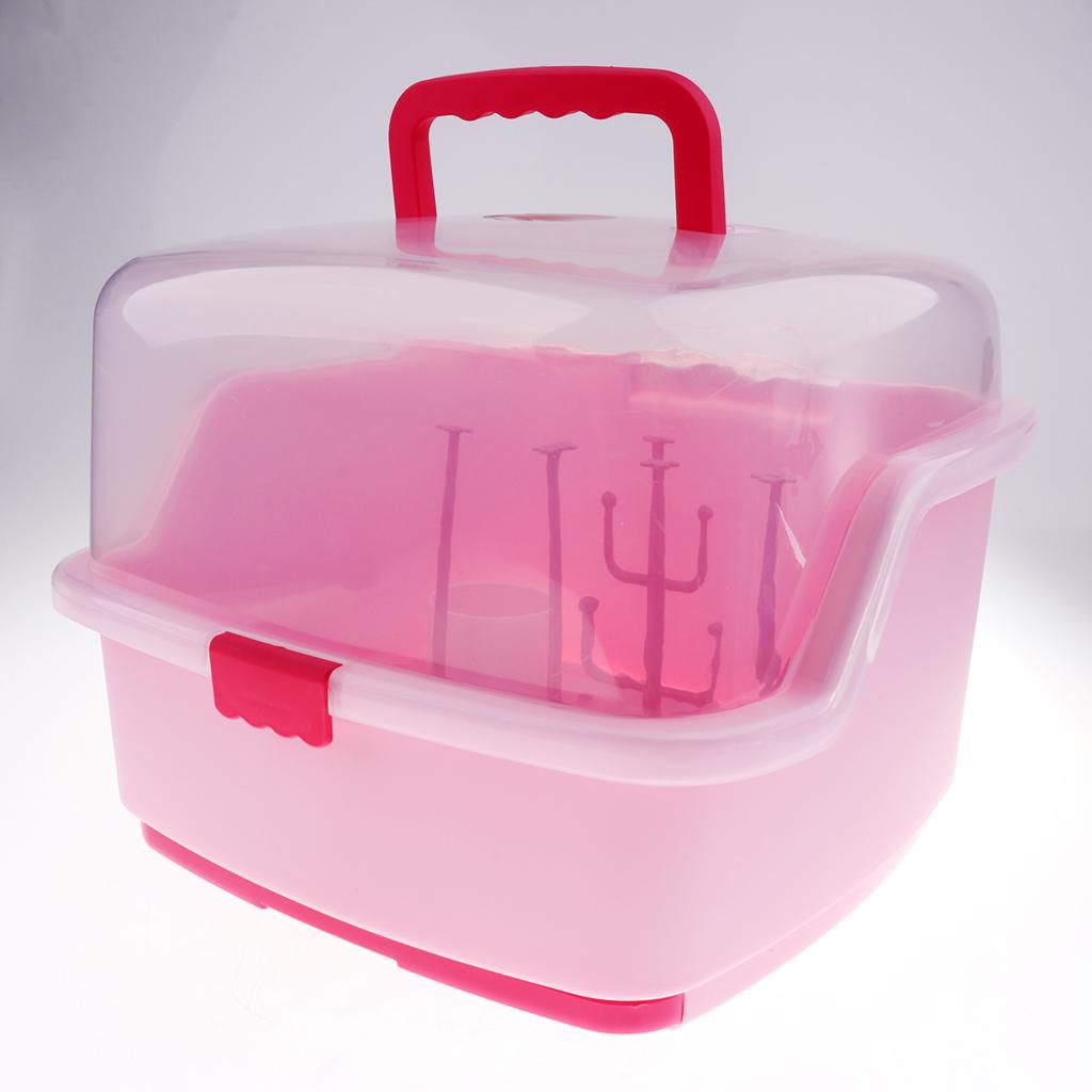 Multifunctional Baby Milk Bottle Storage Box Container Organizer Rack Pink