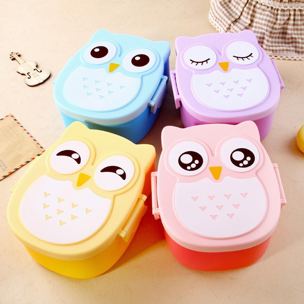 Cartoon 2 Compartment Bento Lunch Box Containers Pink