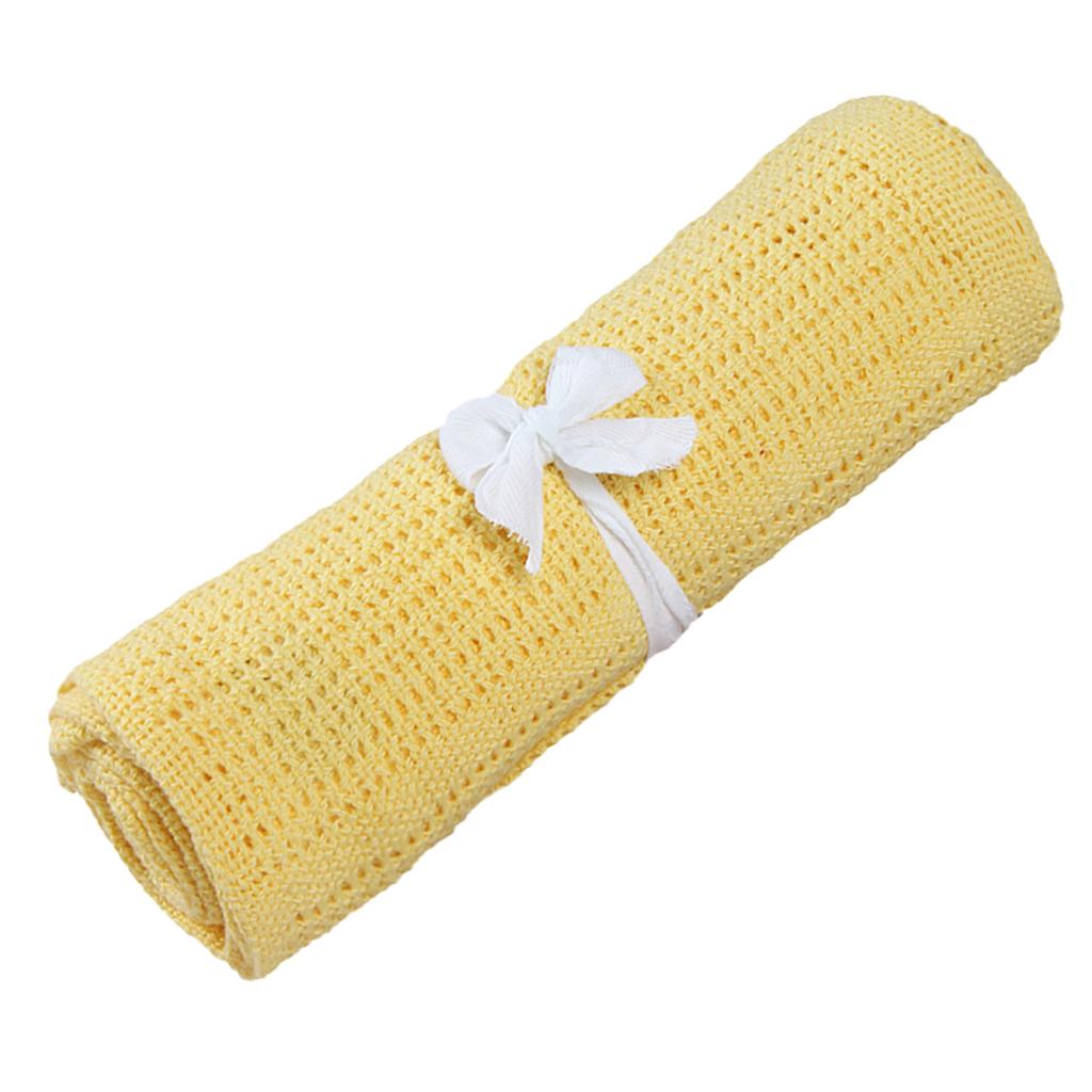 Cotton Baby Cellular Blanket Pram Cot Bed Moses Basket Crib Yellow