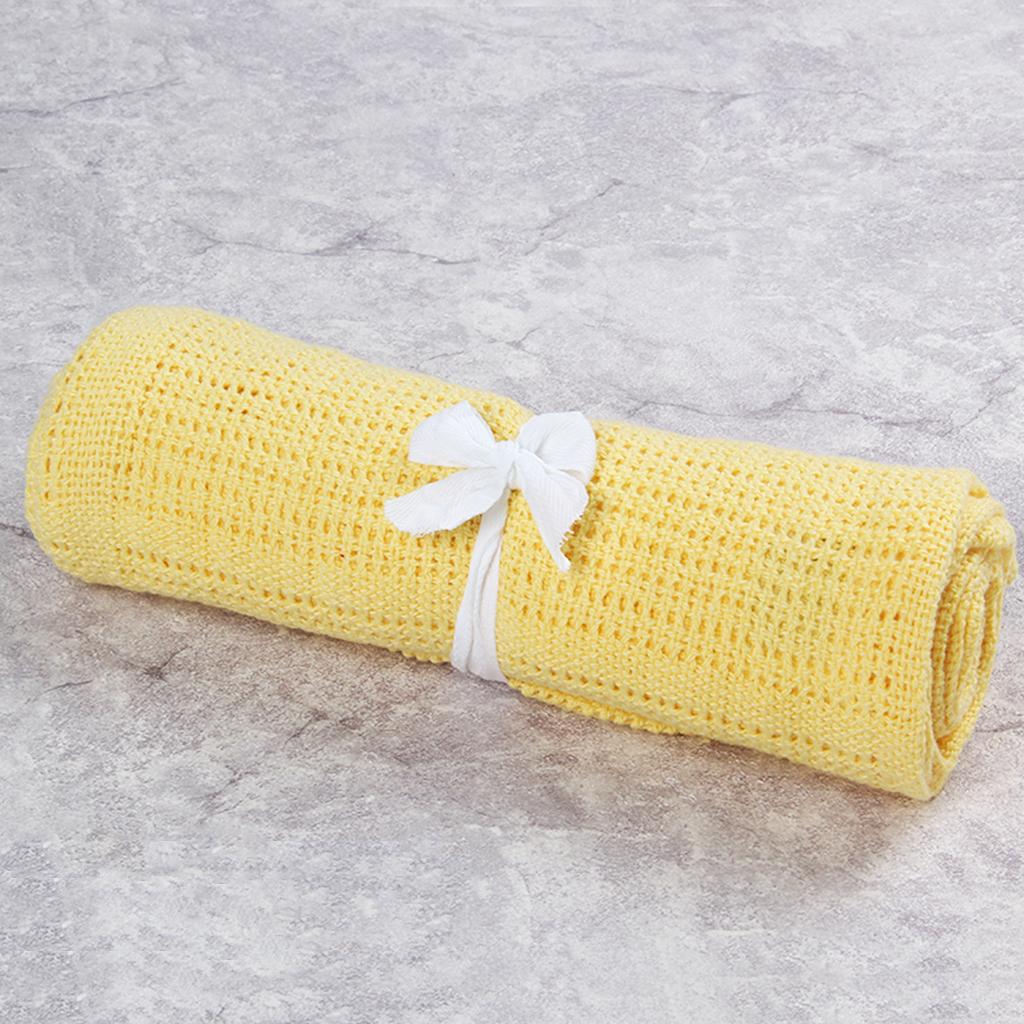 Cotton Baby Cellular Blanket Pram Cot Bed Moses Basket Crib Yellow