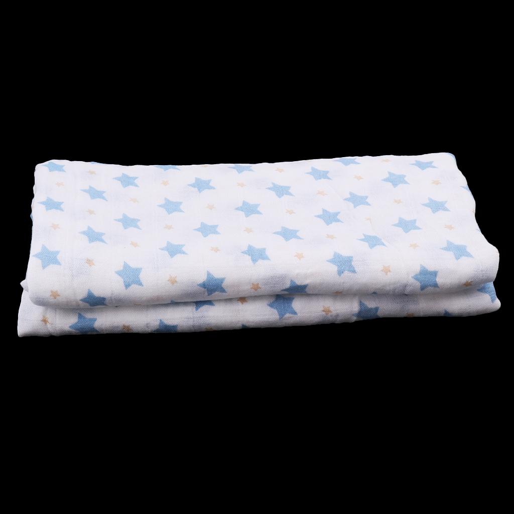 Baby Bamboo Fiber Wrap Towel Infant Swaddle Blankets  Blue star