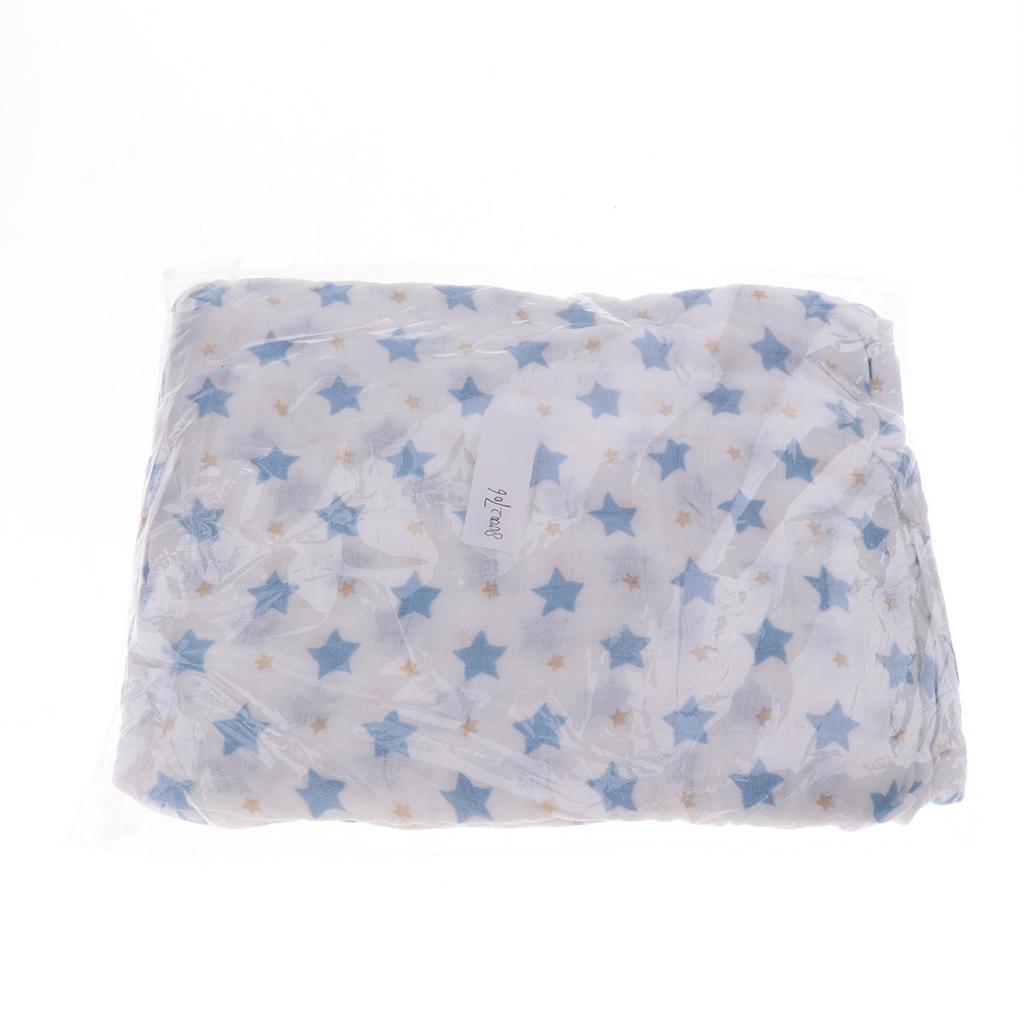 Baby Bamboo Fiber Wrap Towel Infant Swaddle Blankets  Blue star