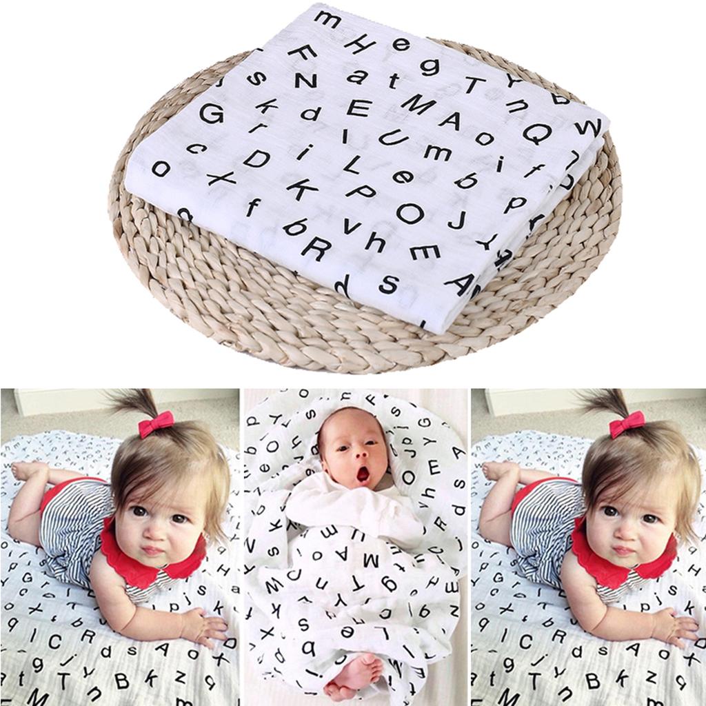 Baby Bamboo Fiber Wrap Towel Infant Swaddle Blankets  Letter