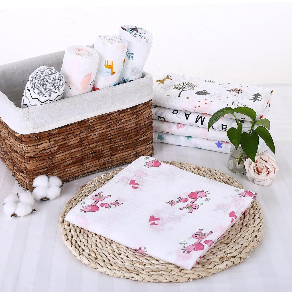 Soft Muslin Baby Swaddling Blanket Newborn Infant Cotton Swaddle Towel Deer