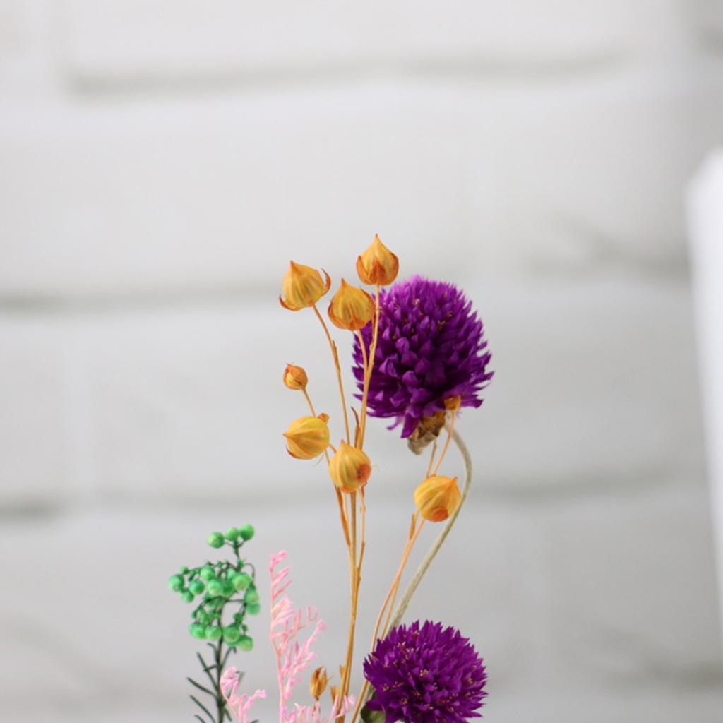 Romantic Dried Flower Plant Ornament Micro Landscape Glass Cover Purple