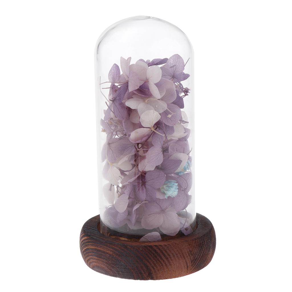 Wedding Preserved Hydrangea Flower Glass Display Valentines Gifts Purple