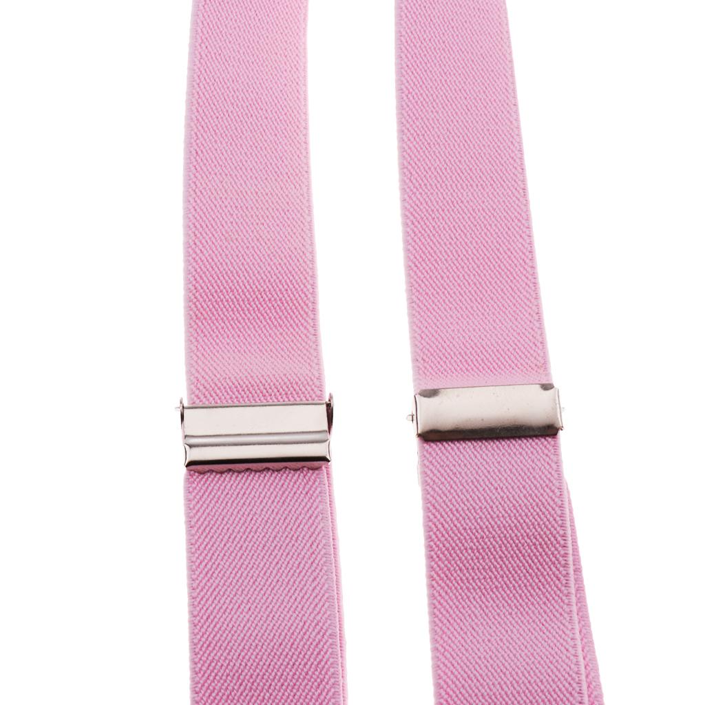 Adjustable Suspender Clip-on Braces and Bow Tie Set for Baby Pink