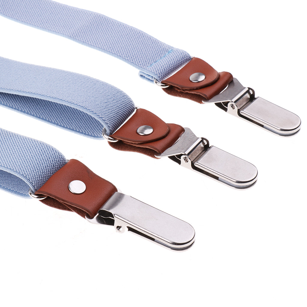 Adjustable Suspender Clip-on Braces and Bow Tie Set for Baby Light blue