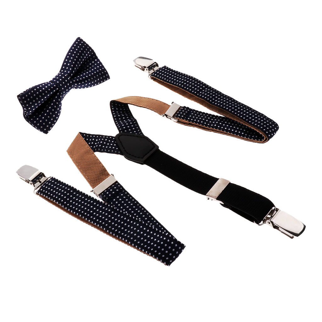 Child Kids Clip-on Suspenders Elastic Y-Shape Adjustable Braces Navy