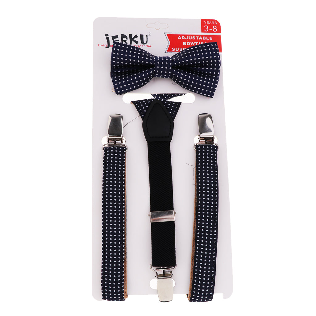 Child Kids Clip-on Suspenders Elastic Y-Shape Adjustable Braces Navy