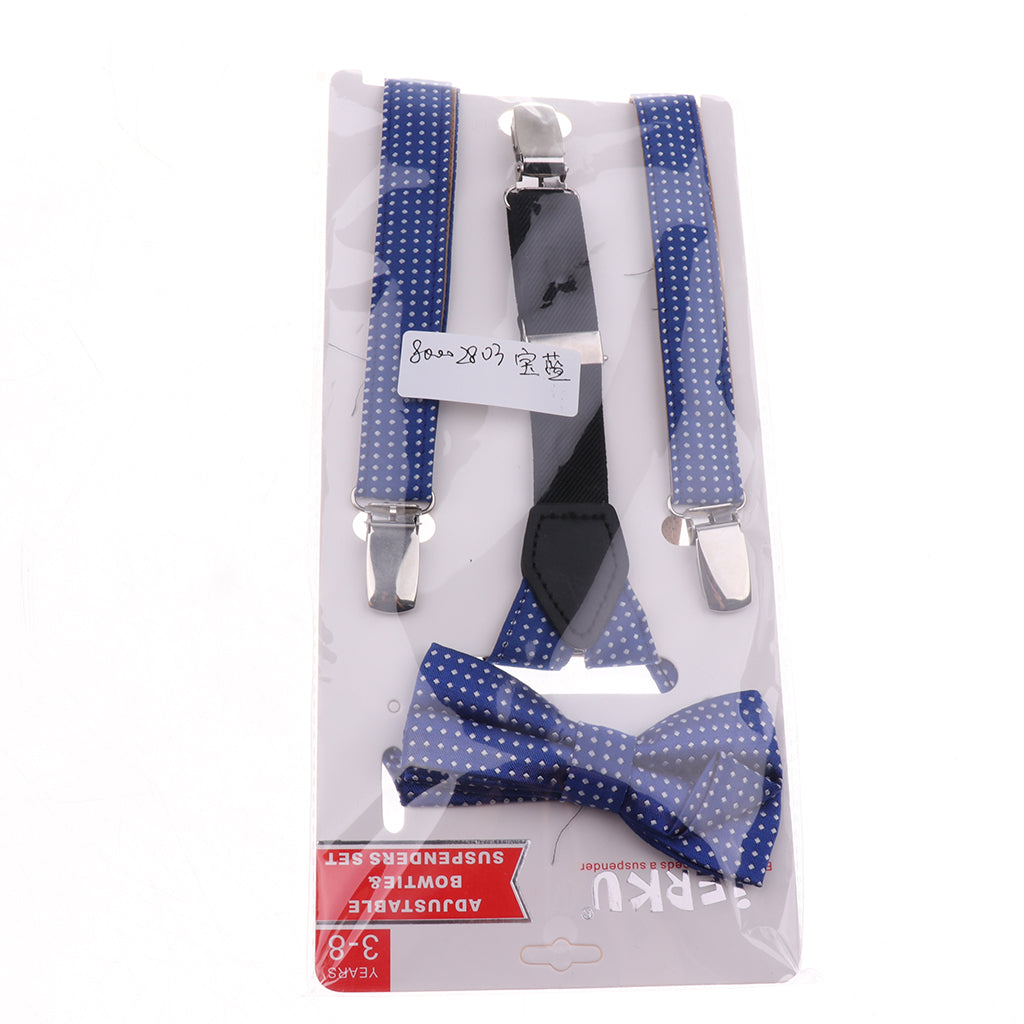 Child Kids Clip-on Suspenders Elastic Y-Shape Adjustable Braces Blue