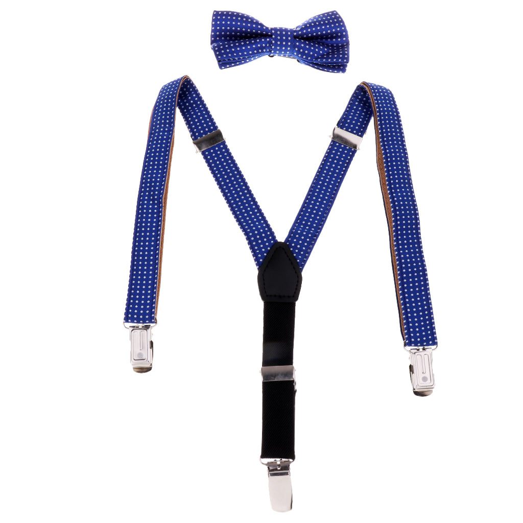 Child Kids Clip-on Suspenders Elastic Y-Shape Adjustable Braces Blue