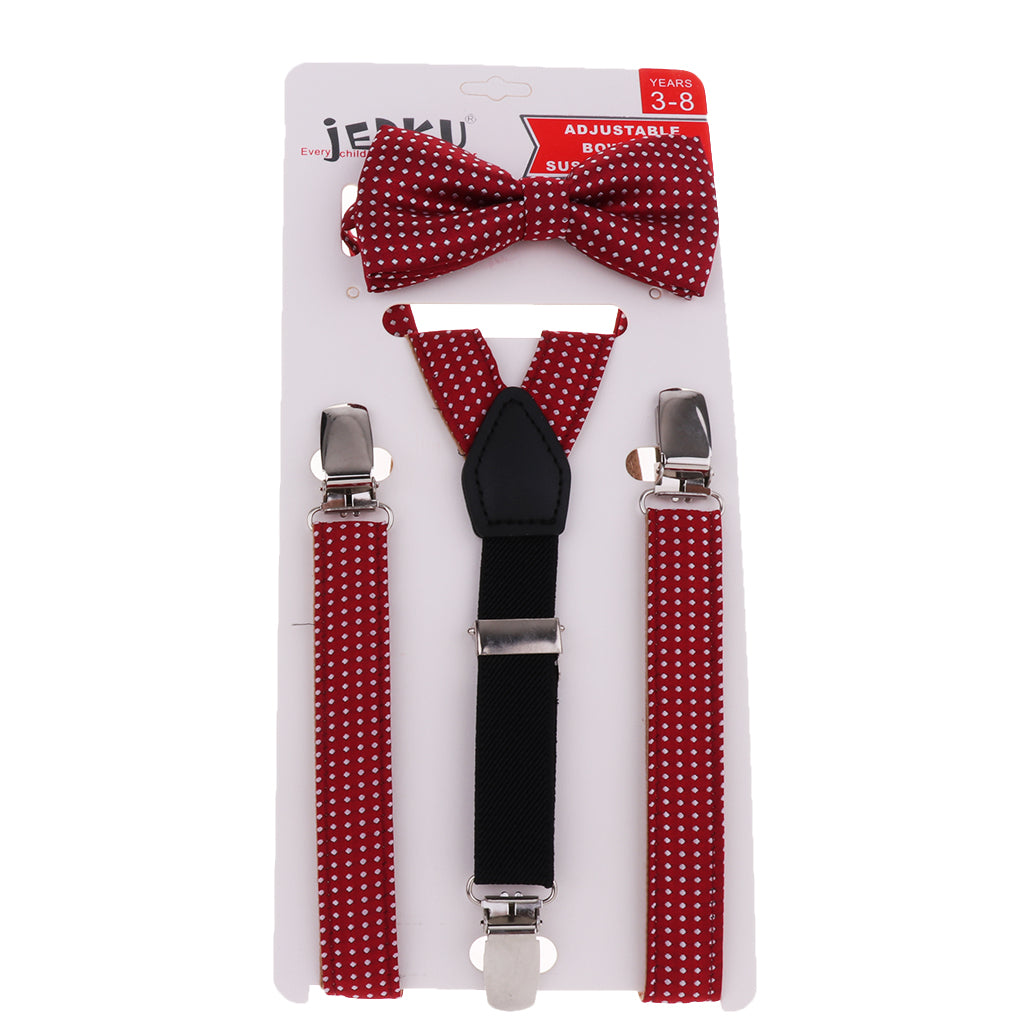 Child Kids Clip-on Suspenders Elastic Y-Shape Adjustable Braces Wine Red