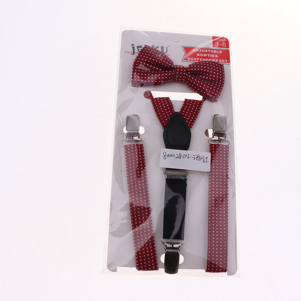 Child Kids Clip-on Suspenders Elastic Y-Shape Adjustable Braces Wine Red