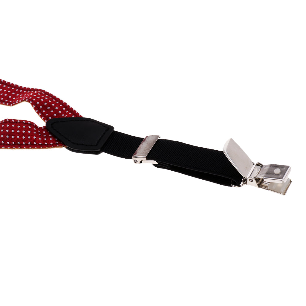 Child Kids Clip-on Suspenders Elastic Y-Shape Adjustable Braces Wine Red