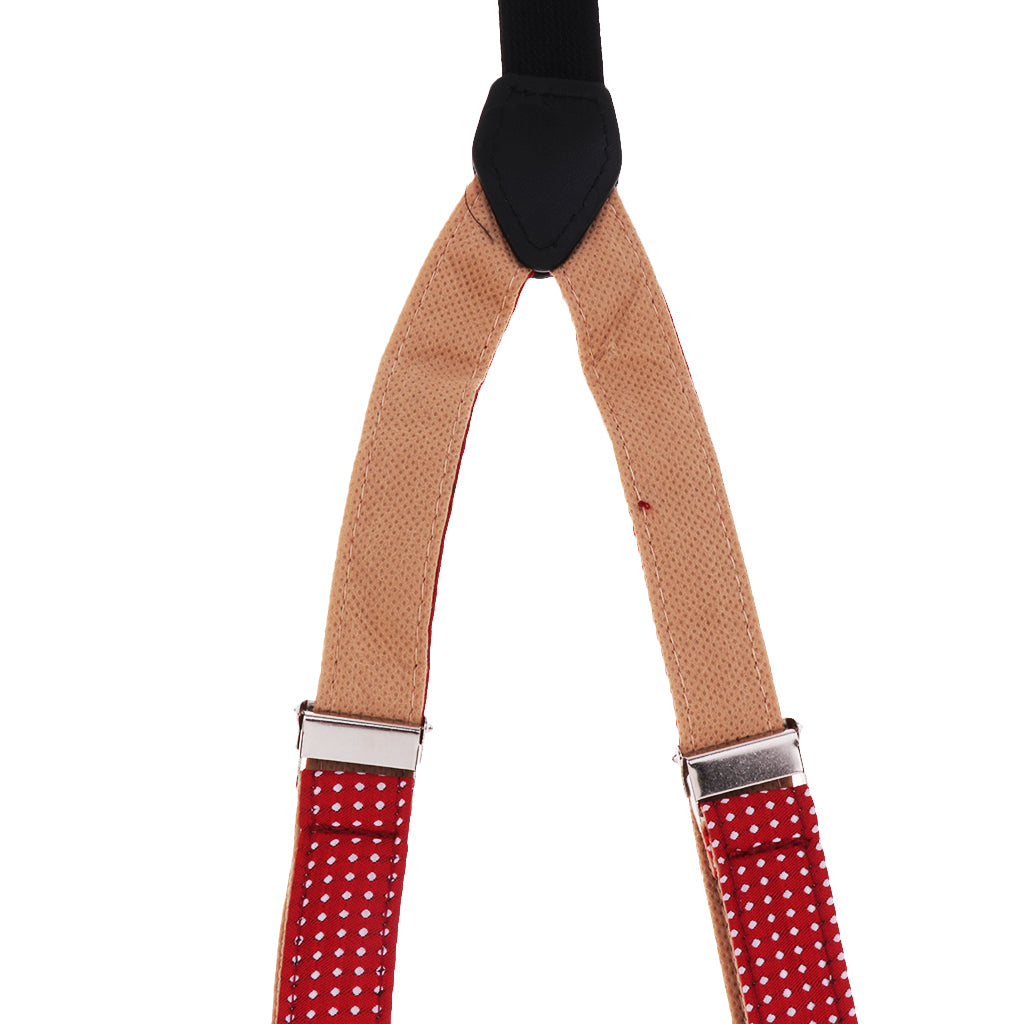 Child Kids Clip-on Suspenders Elastic Y-Shape Adjustable Braces Wine Red