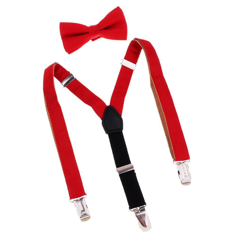 Child Kids Clip-on Suspenders Elastic Y-Shape Adjustable Braces Red