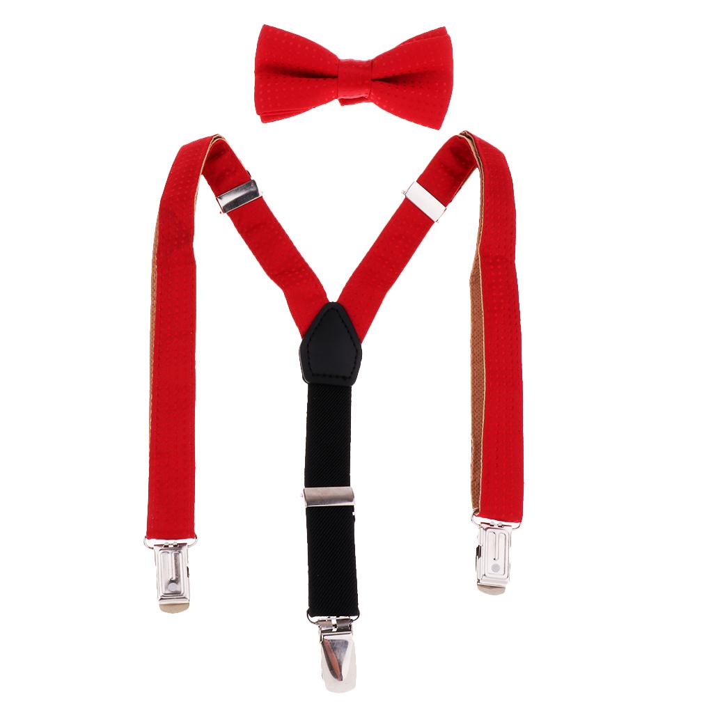 Child Kids Clip-on Suspenders Elastic Y-Shape Adjustable Braces Red