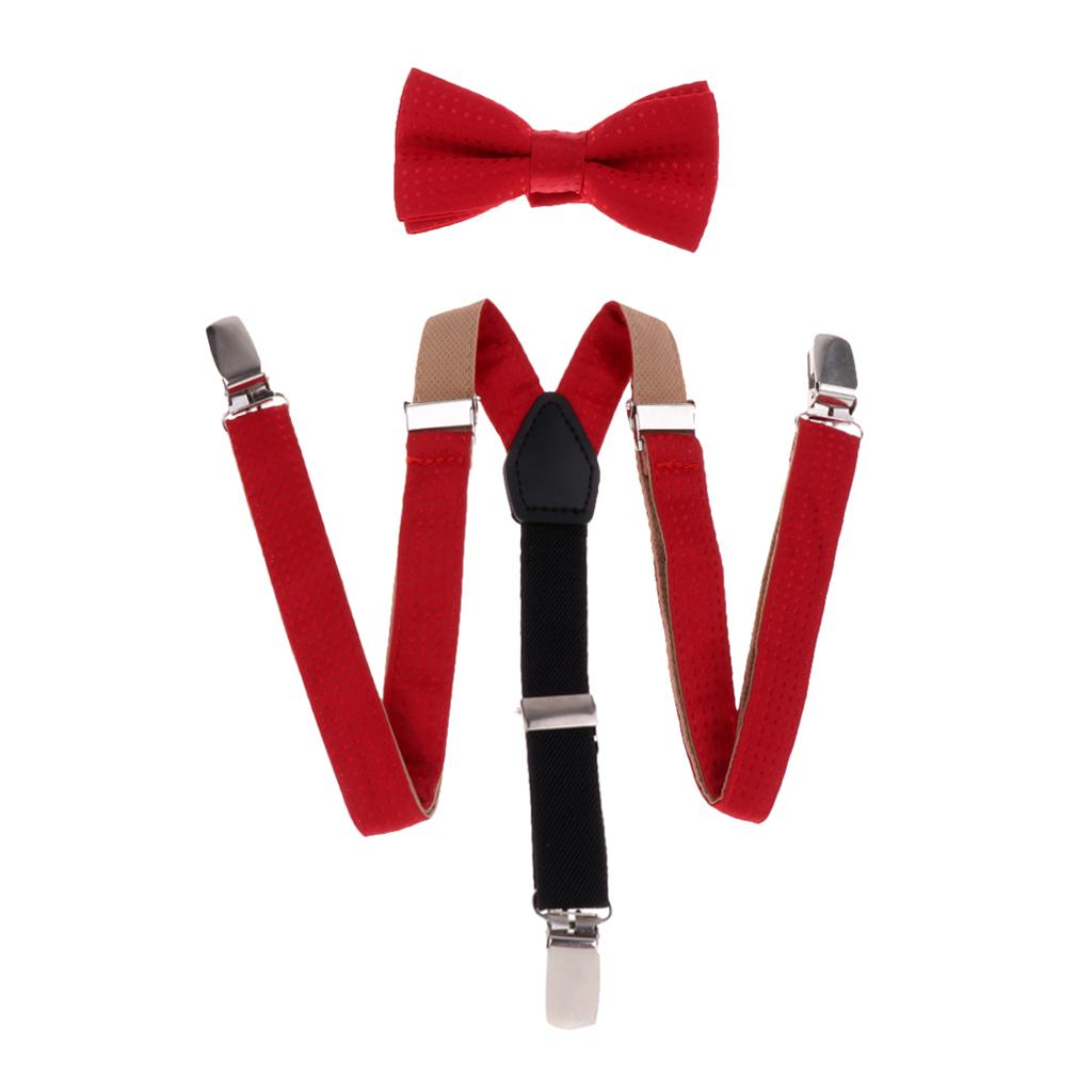 Child Kids Clip-on Suspenders Elastic Y-Shape Adjustable Braces Red