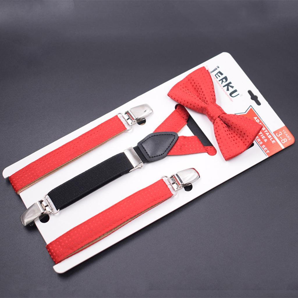 Child Kids Clip-on Suspenders Elastic Y-Shape Adjustable Braces Red