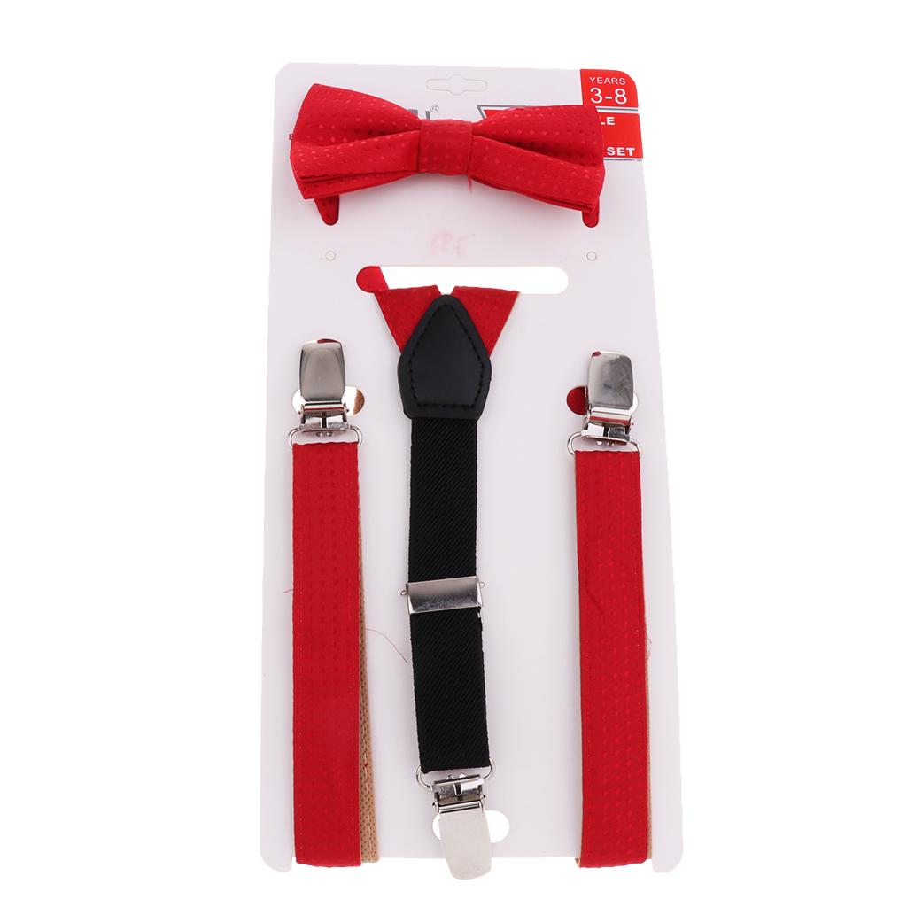 Child Kids Clip-on Suspenders Elastic Y-Shape Adjustable Braces Red