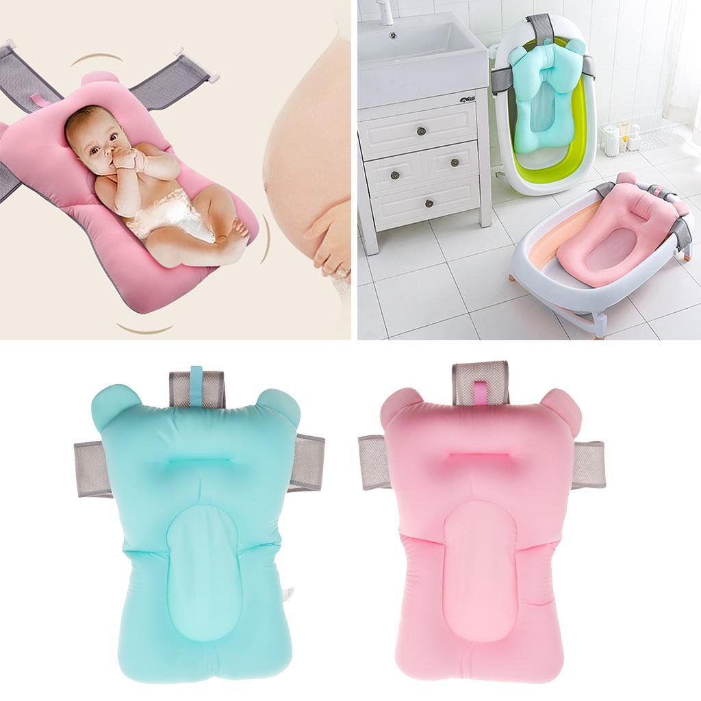 Baby Shower Cushion Infant Bath Tub Pad Non-Slip Mat Bath Seat Support Pink