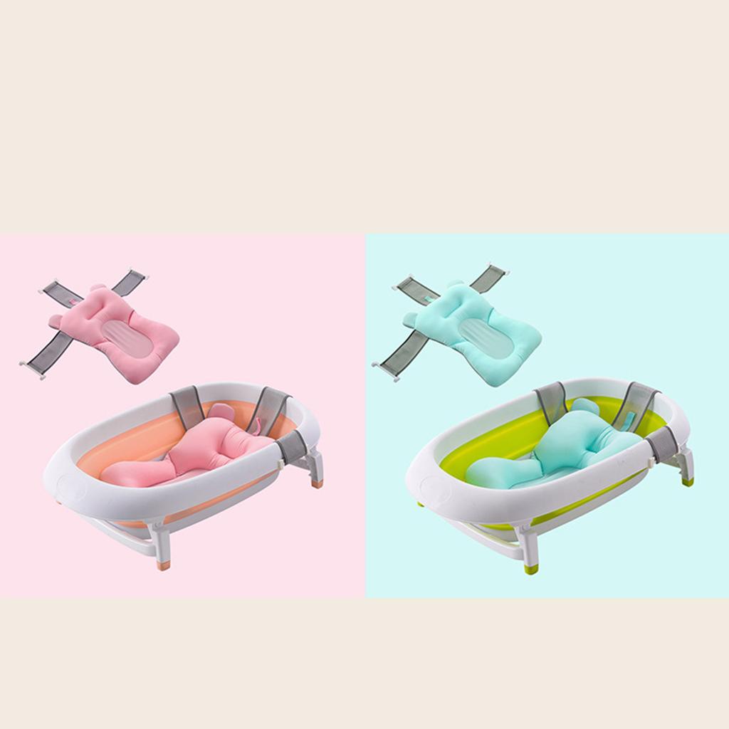 Baby Shower Cushion Infant Bath Tub Pad Non-Slip Mat Bath Seat Support Pink