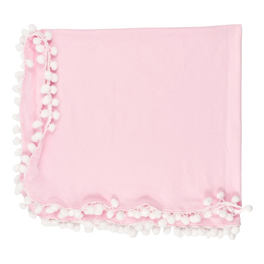 Soft 100% Cotton Muslin Prom Prom Swaddle Blanket for Baby Pink