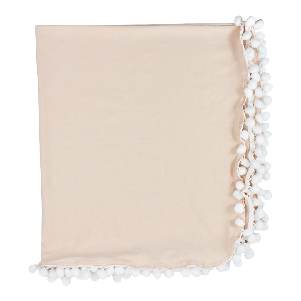 Soft 100% Cotton Muslin Prom Prom Swaddle Blanket for Baby Beige