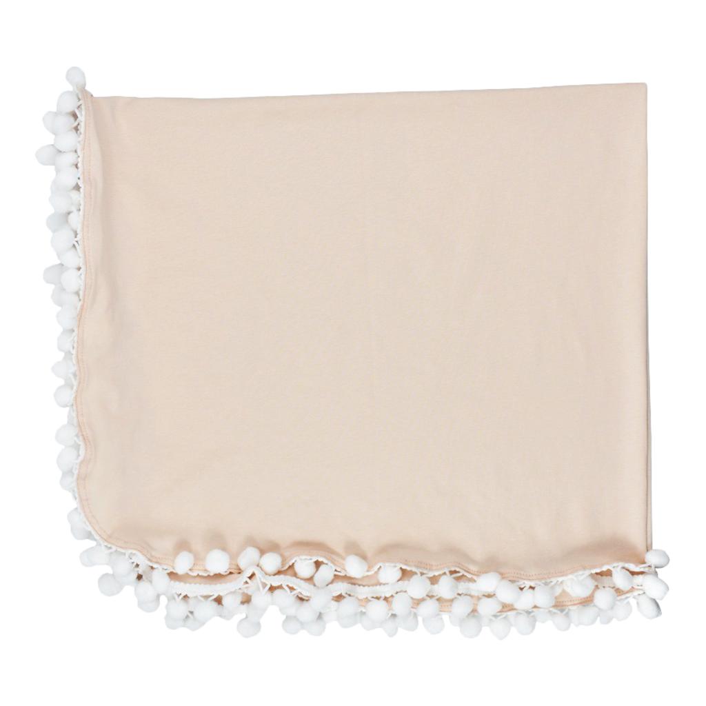 Soft 100% Cotton Muslin Prom Prom Swaddle Blanket for Baby Beige