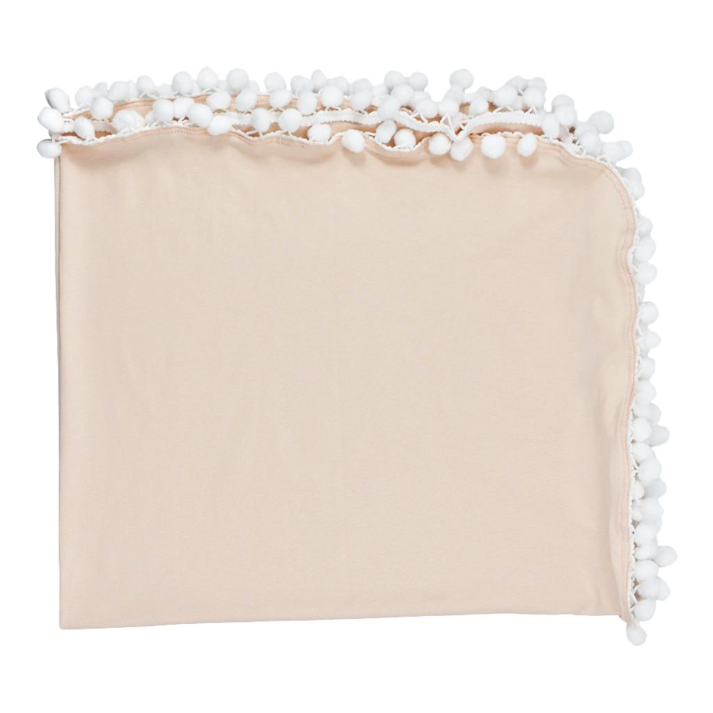 Soft 100% Cotton Muslin Prom Prom Swaddle Blanket for Baby Beige