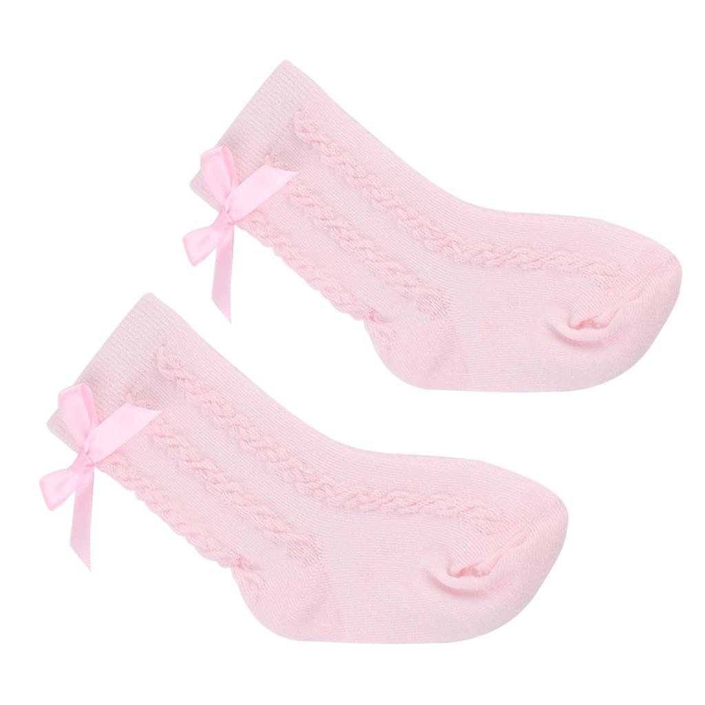 Baby Girls Knee High Long Socks Bow Cotton Casual Stockings 2-4T Pink