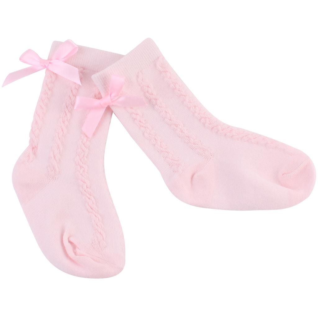 Baby Girls Knee High Long Socks Bow Cotton Casual Stockings 2-4T Pink