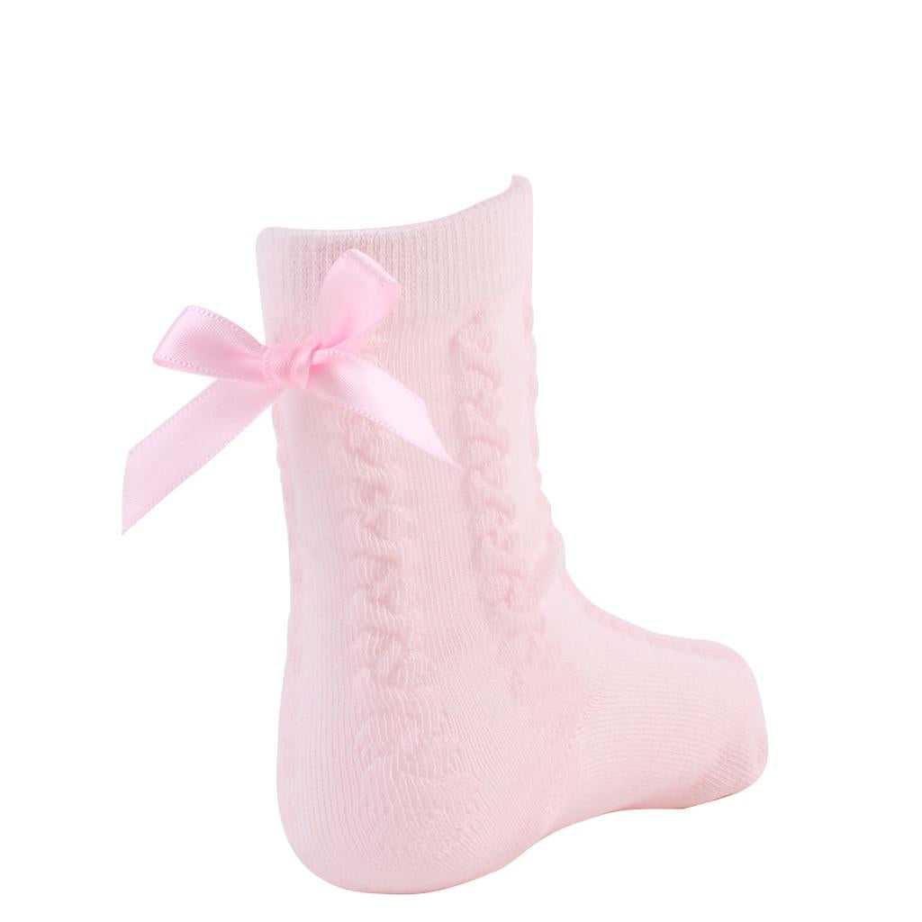 Baby Girls Knee High Long Socks Bow Cotton Casual Stockings 0-2T Pink