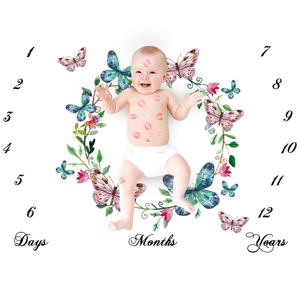 Weeks Monthly Baby Blanket Newborn Photo Props Backdrop Butterfly