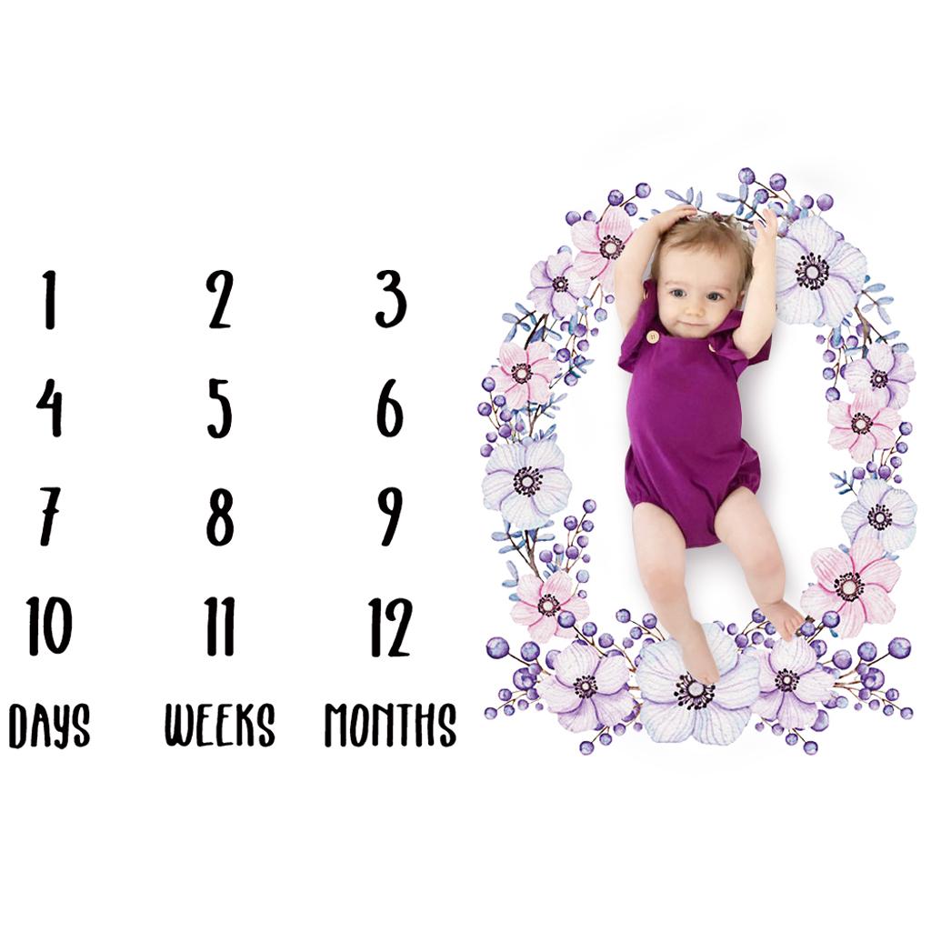 Weeks Monthly Baby Blanket Newborn Photo Props Backdrop Flower