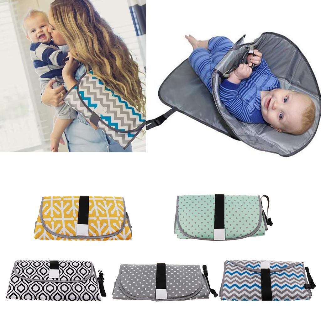 Baby Portable Changing Pad 3-in-1 Diaper Clutch Changing Station Wave