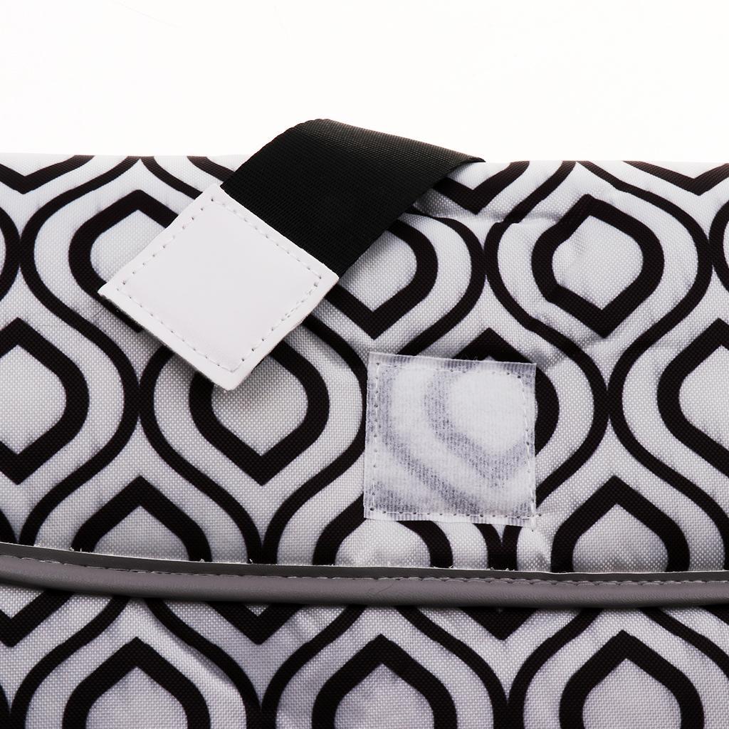 Baby Portable Changing Pad 3-in-1 Diaper Clutch Changing Station White+Black