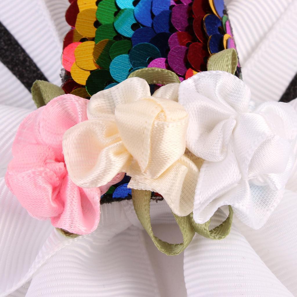 Kids Bows Hair Band Glitter Headband Birthday Party Flower Crown White