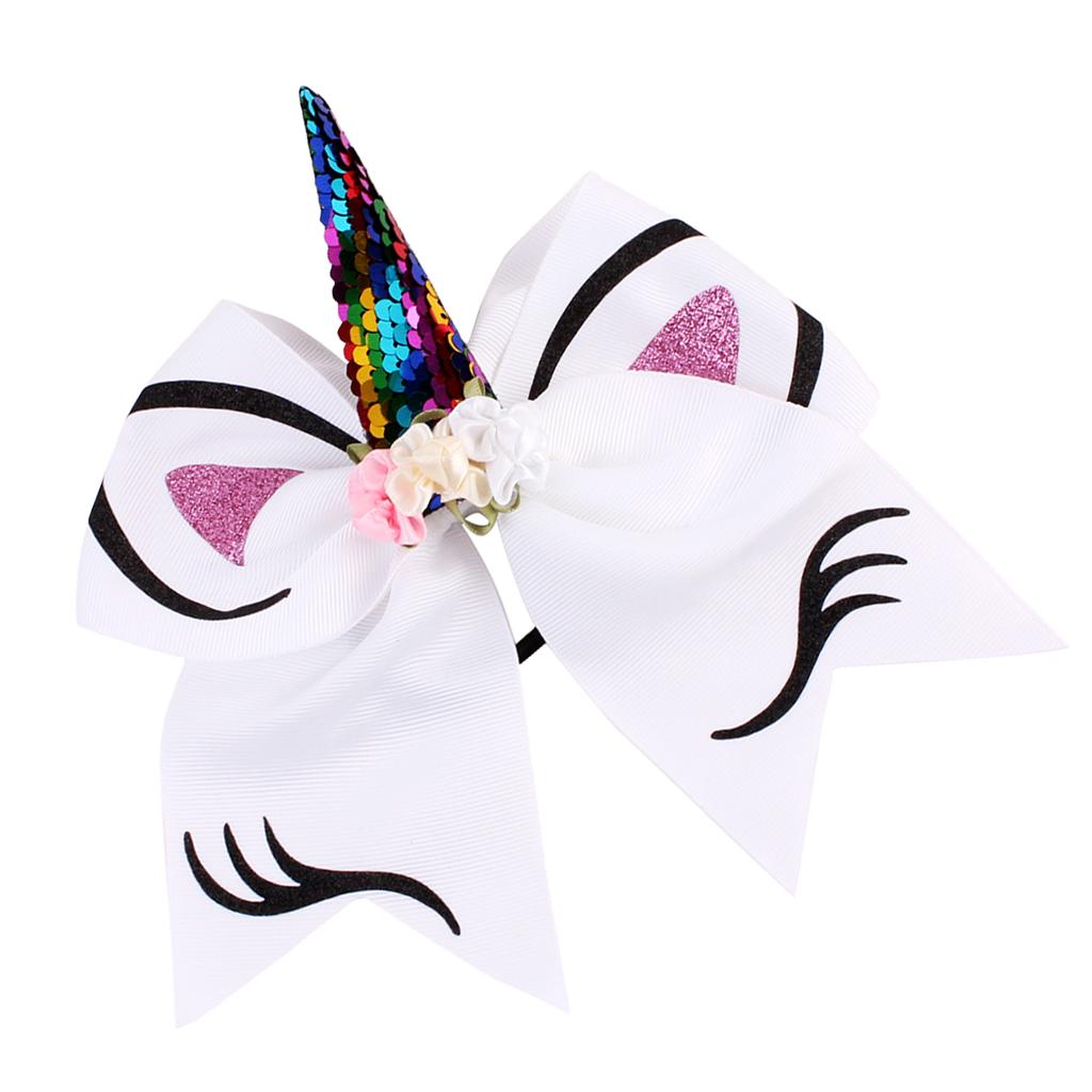 Kids Bows Hair Band Glitter Headband Birthday Party Flower Crown White