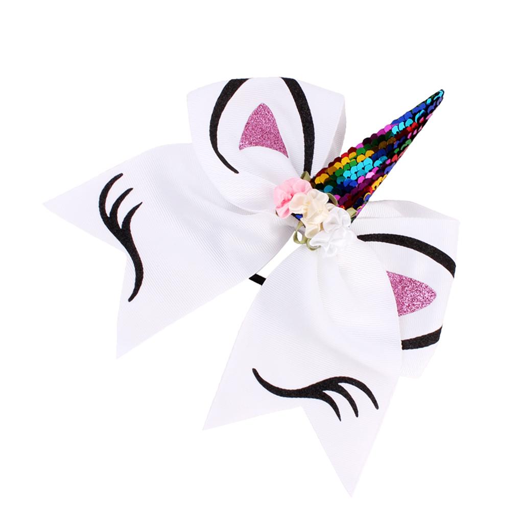 Kids Bows Hair Band Glitter Headband Birthday Party Flower Crown White